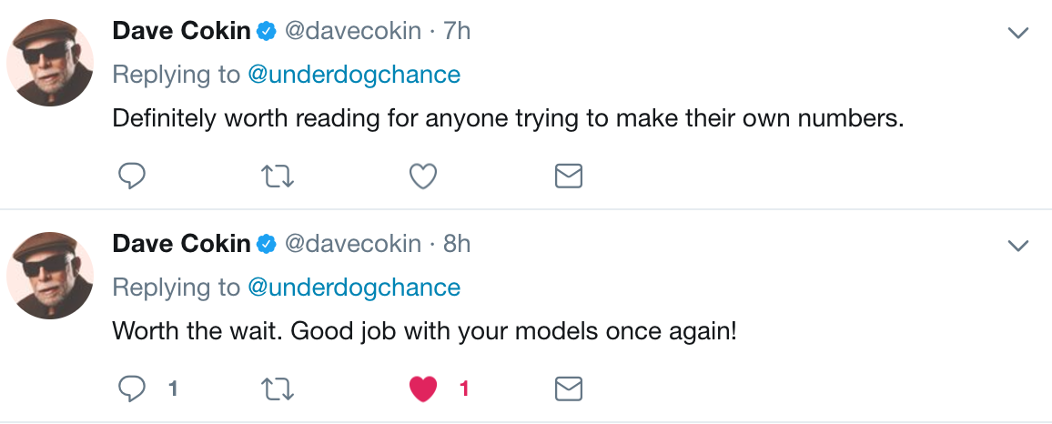 Two more replies from Dave Cokin to Underdog Chance about reading the material and the models