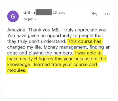 Original message from Griffin about the course and modules